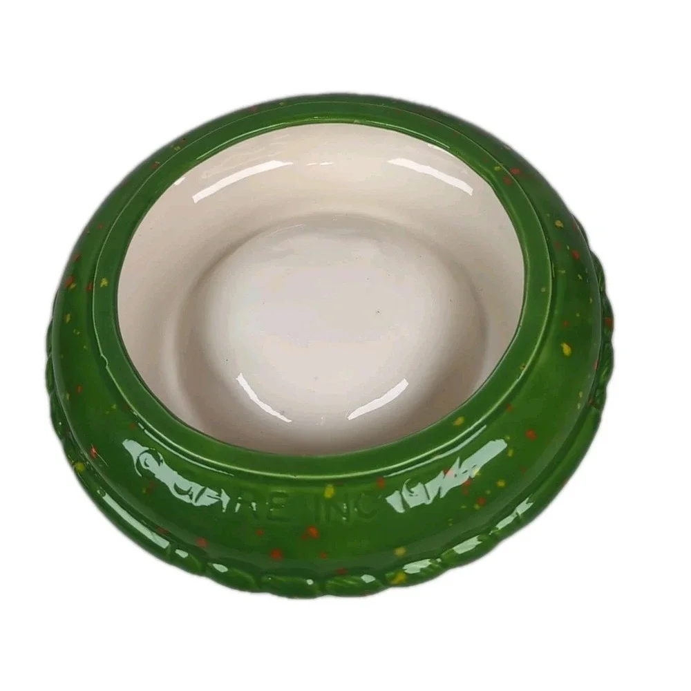 Gare 1974 Green W/Specks Of Orange Glaze Ceramic Ashtray USA Made 7.5